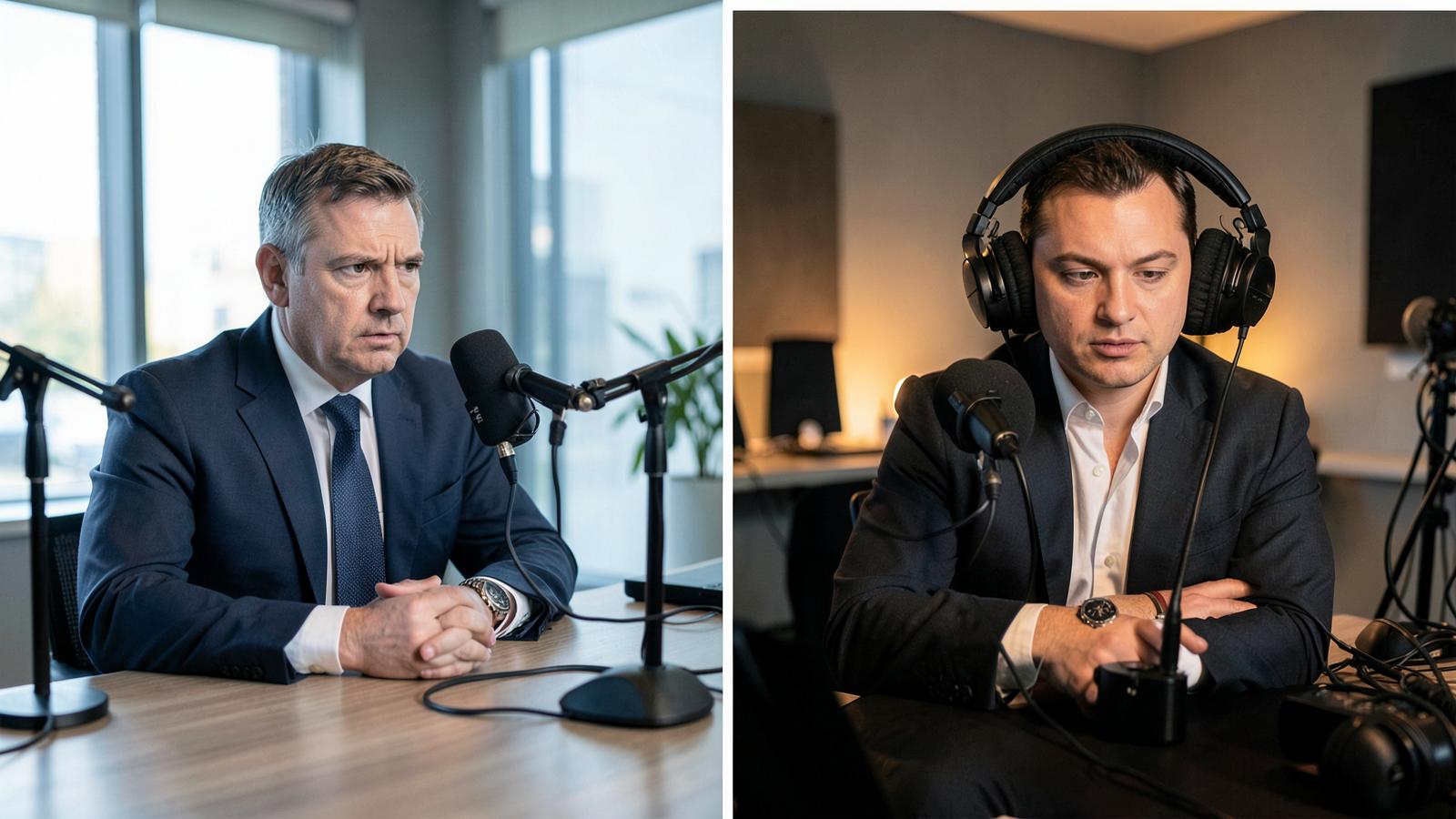 Zwei Aufnahmesituationen im Unternehmen: ein Executive-Interview und eine erzaehlende Produktion